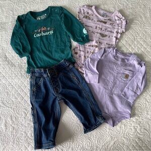 Carhartt 6mo. Girl’s 4 pc Bundle Set Purple and Teal